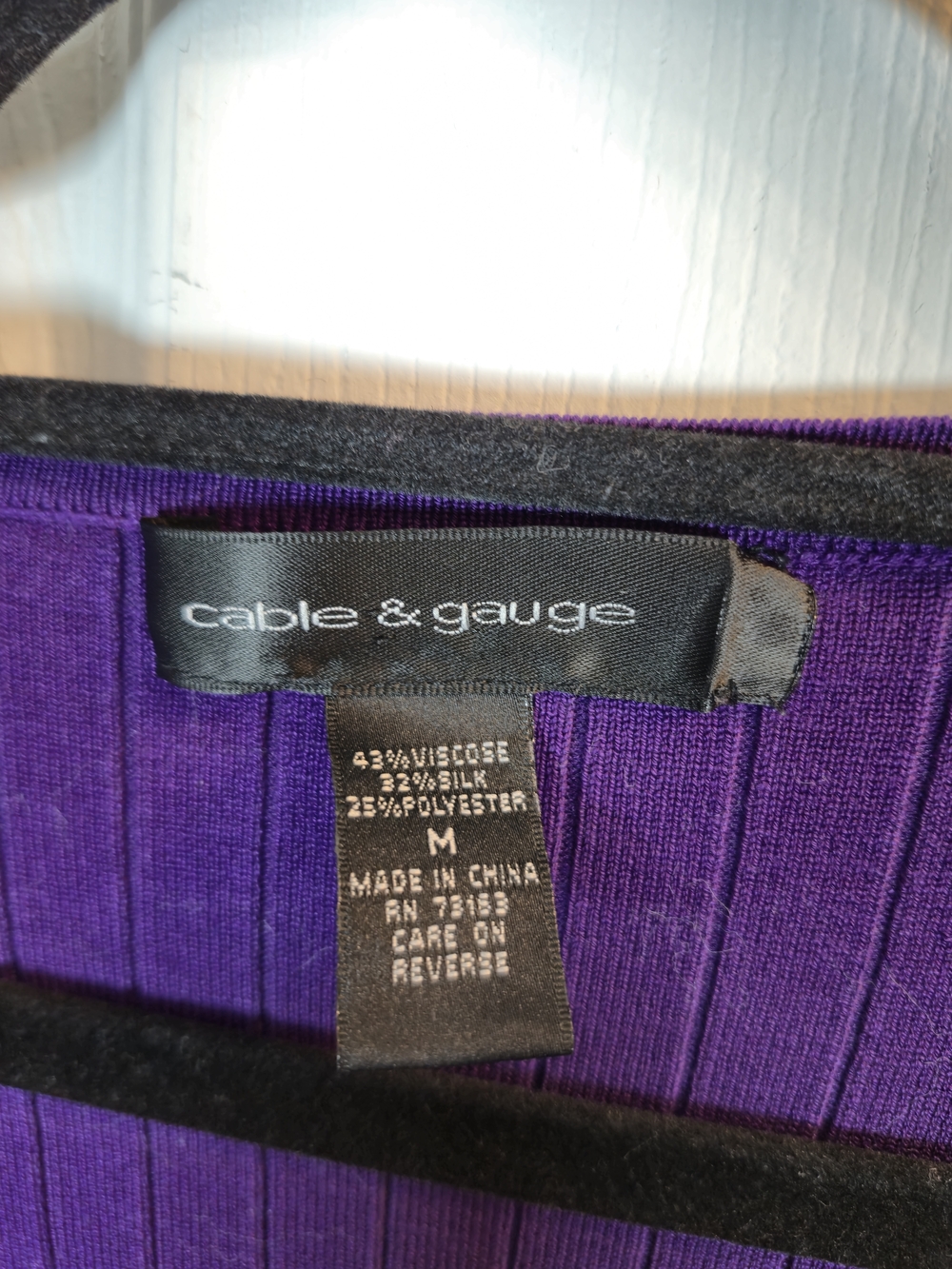 Cable & Gauge Purple Silk Blend Ruffle Ribbed Knit Y2K Cardigan Size M - Picture 5 of 5